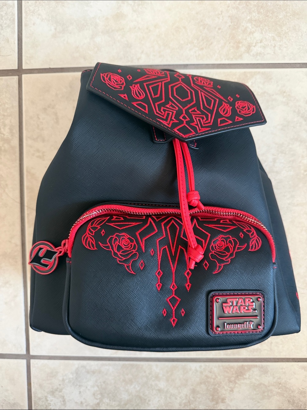 Loungefly Black and Red Star Wars Embroidered Backpack